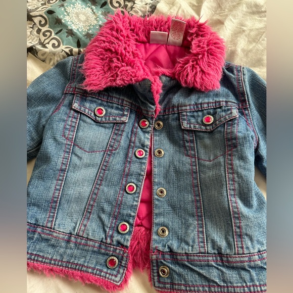 Toddle Jean jacket with hot pink inside - Picture 2 of 6